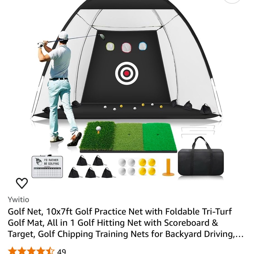 Black Golf Practice Net with Tri-Turf Mat